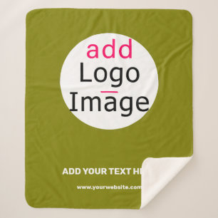 Business Chic Minimal Customizable Olive Green Sherpa Blanket
