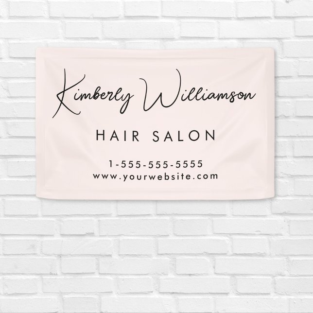 Business Chic Signature Script Pink Promotional Banner (Empower your name in our signature script as your logo and brand identity)
