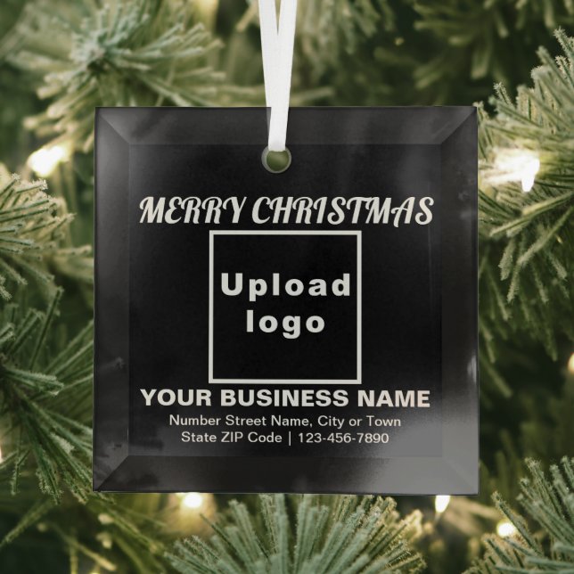 Business Christmas Black Square Glass Ornament (Insitu)