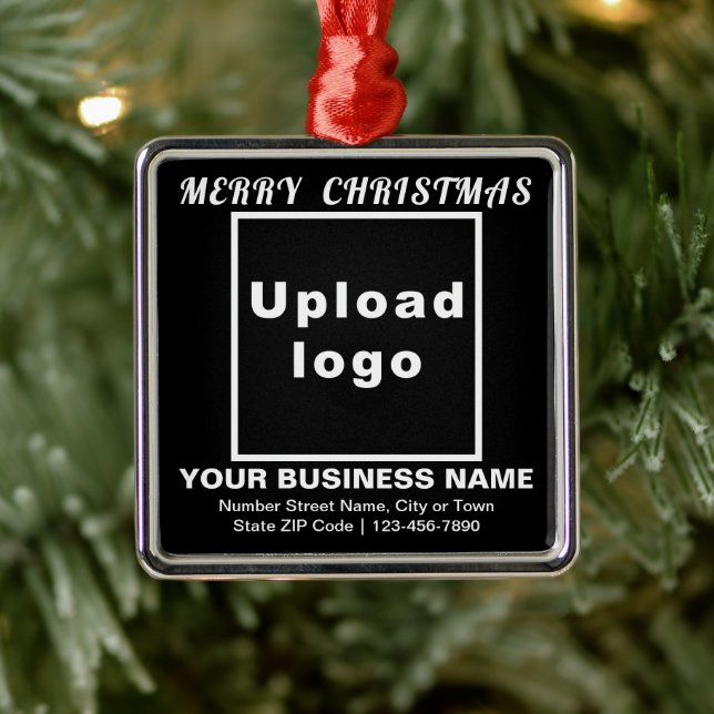 Business Christmas Black Square Ornament (Tree)
