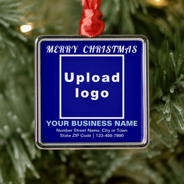 Business Christmas Blue Square Ornament (Tree)