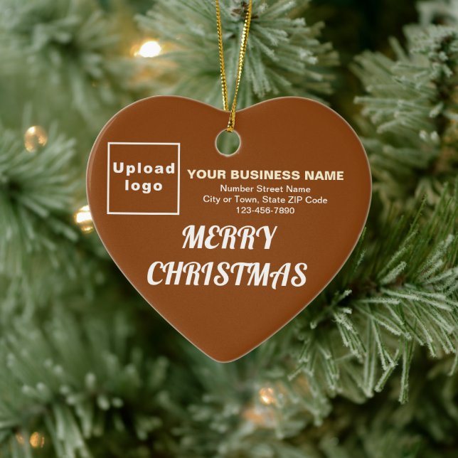 Business Christmas Brown Heart Shape Ceramic Ornament (Tree)