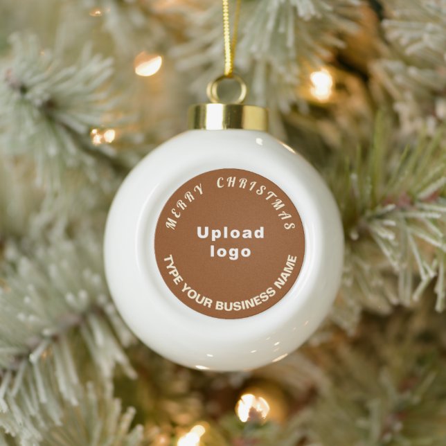 Business Christmas Brown on White Ceramic Ball Christmas Ornament (Tree)