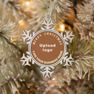 Business Christmas Brown Snowflake Pewter Christmas Ornament