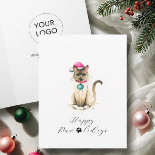 Business Christmas Cards With Logo Siamese Cat