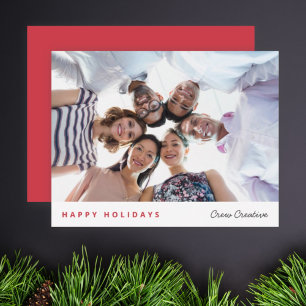 Business Christmas   Corporate Fun Team Photo Red Holiday Card