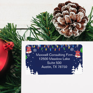 Business Christmas Festive Blue Return Address Label