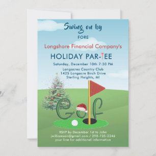 Business Christmas Golf Theme Party Par-Tee  Invitation