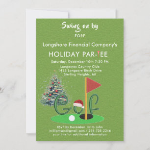 Business Christmas Golf Theme Party Par-Tee  Invitation