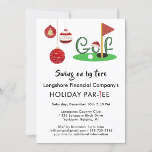 Business Christmas Golf Theme Party Par-Tee  Invitation