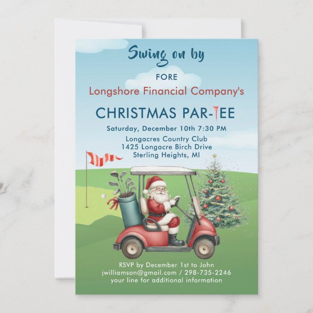 Business Christmas Golf Theme Party Par-Tee Invitation (Front)