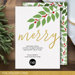 Business Christmas Greeting - Merry -  Foil Holiday Card