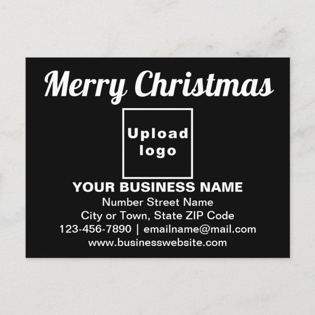 Business Christmas Greeting on Black Postcard (Front)