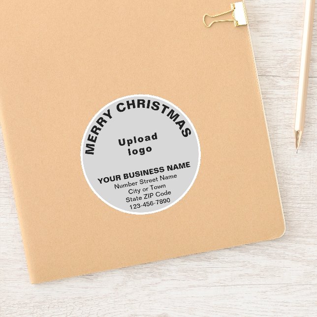 Business Christmas Greeting on Grey Round Vinyl (Notebook)