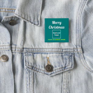 Business Christmas Greeting on Teal Green Square 15 Cm Square Badge