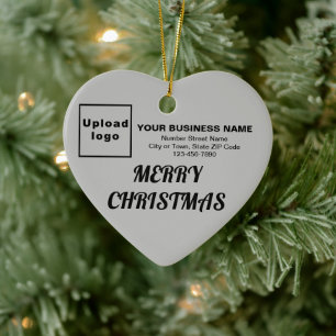Business Christmas Grey Heart Shape Ceramic Ornament