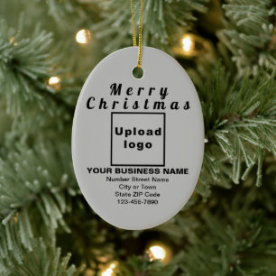 Business Christmas Grey Oval Ceramic Ornament