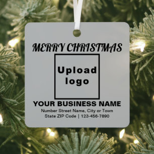 Business Christmas Grey Square Metal Ornament