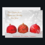 Business Christmas Holiday 2015 Calendar Card<br><div class="desc">Three holiday ornaments in red and gold against a white background, with space for holiday greetings. On the back is a 2015 calendar, which the recipient can keep throughout the year on their fridge or in a desk drawer. Eco-friendly as the card is less likely to be thrown out at...</div>