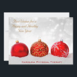 Business Christmas Holiday 2015 Calendar Card<br><div class="desc">Three holiday ornaments in red and gold against a white background, with space for holiday greetings. On the back is a 2015 calendar, which the recipient can keep throughout the year on their fridge or in a desk drawer. Eco-friendly as the card is less likely to be thrown out at...</div>