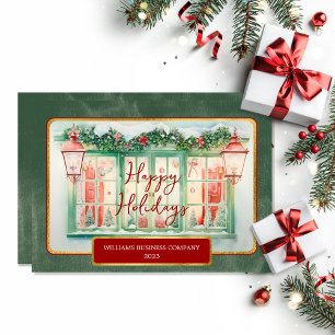 Business Christmas Holly   Berries Happy Holidays  Holiday Card