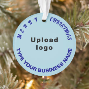 Business Christmas Light Blue Circle Ornament