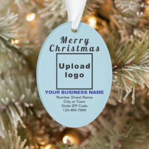 Business Christmas Light Blue Oval Acrylic Ornament