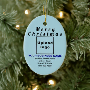 Business Christmas Light Blue Oval Ceramic Ornament