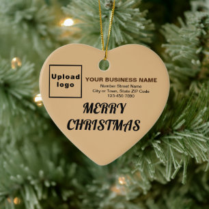 Business Christmas Light Brown Heart Shape Ceramic Ornament