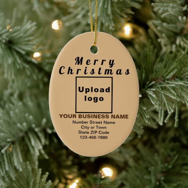 Business Christmas Light Brown Oval Ceramic Ornament (Tree)