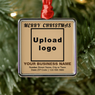 Business Christmas Light Brown Square Ornament