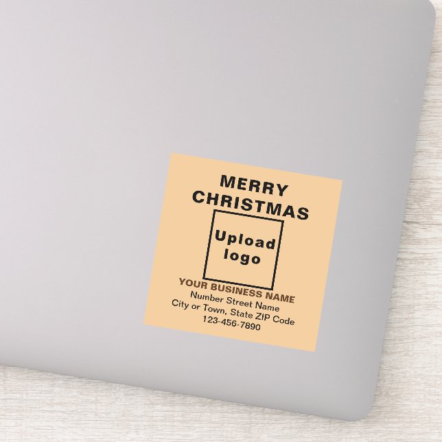 Business Christmas Light Brown Square Vinyl (Detail)