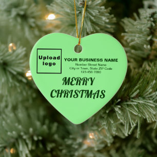 Business Christmas Light Green Heart Shape Ceramic Ornament