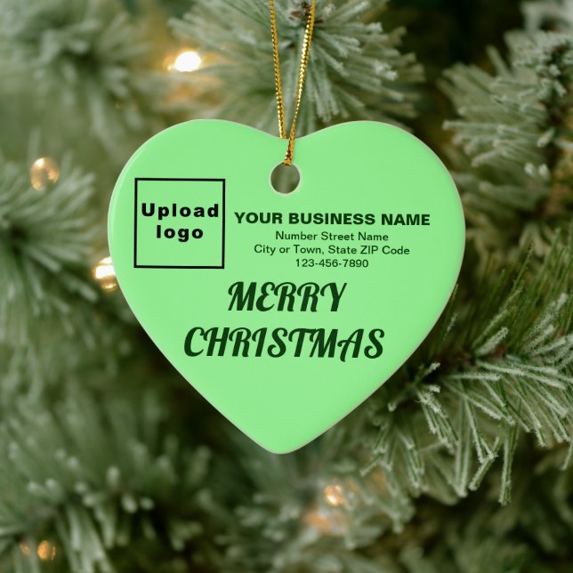 Business Christmas Light Green Heart Shape Ceramic Ornament (Tree)