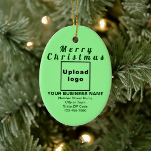 Business Christmas Light Green Oval Ceramic Ornament