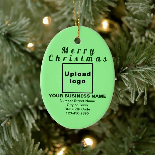 Business Christmas Light Green Oval Ceramic Ornament (Tree)