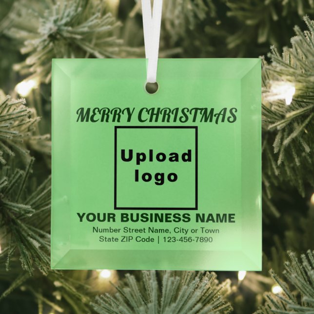 Business Christmas Light Green Square Glass Tree Decoration (Insitu)