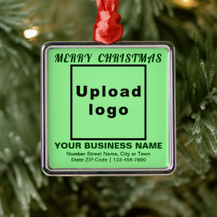 Business Christmas Light Green Square Ornament