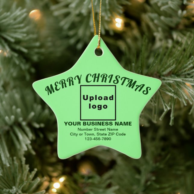 Business Christmas Light Green Star Ceramic Ornament (Tree)