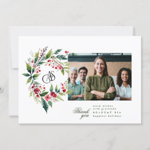 Business Christmas Logo Wreath Photo Holiday Card