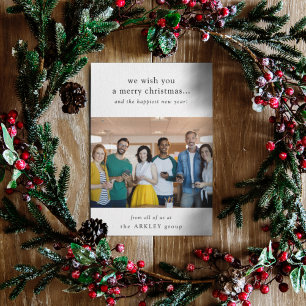 Business Christmas   Minimal Team Photo Corporate Holiday Card
