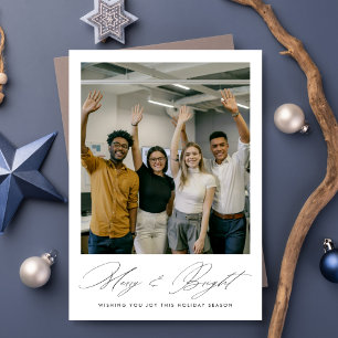 Business Christmas Modern Corporate Merry & Bright Holiday Card