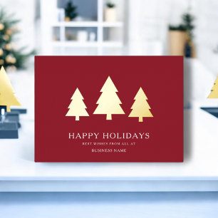 Business Christmas Modern Dark red minimal Foil Holiday Card