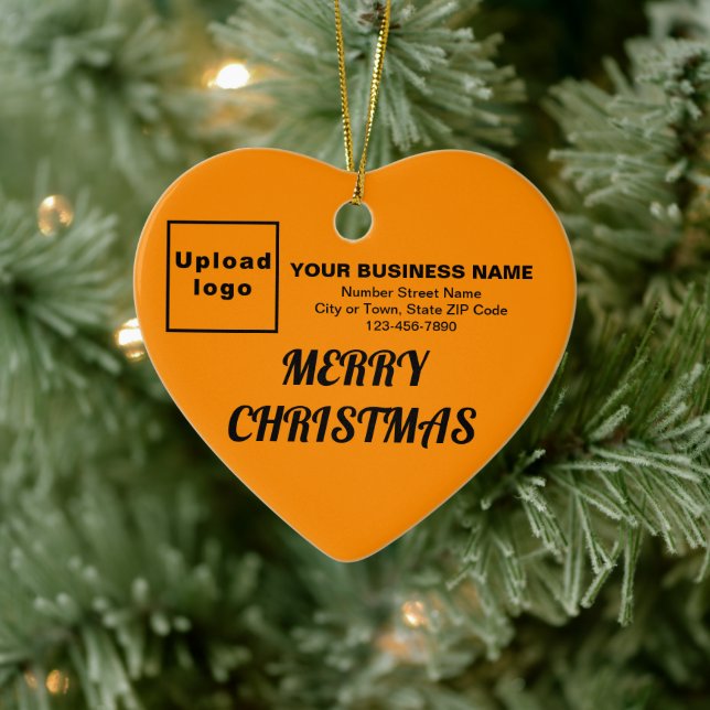 Business Christmas Orange Colour Heart Shape Ceramic Ornament (Tree)