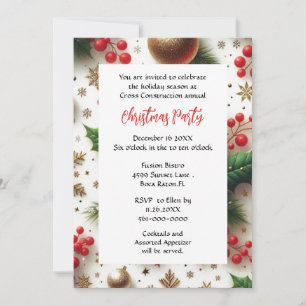 Business Christmas Party Red and Gold  Invitation