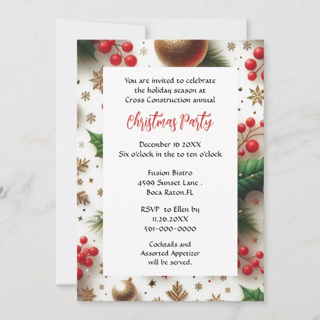 Business Christmas Party Red and Gold  Invitation (Front)