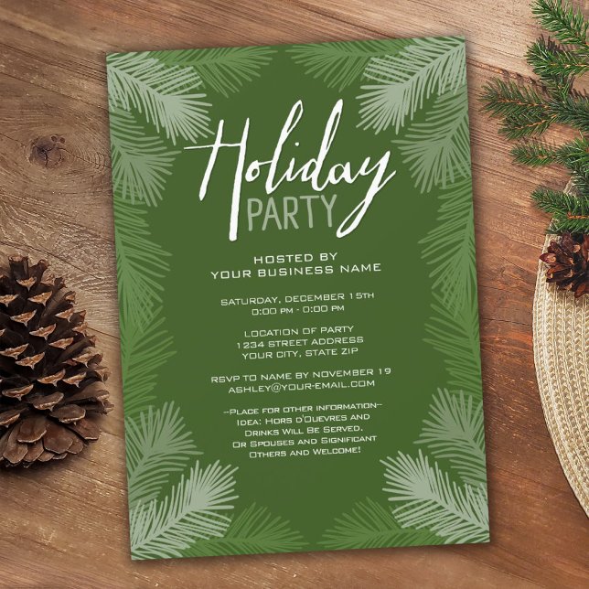 Business Christmas Party Rustic Branch Holiday Invitation (Creator Uploaded)