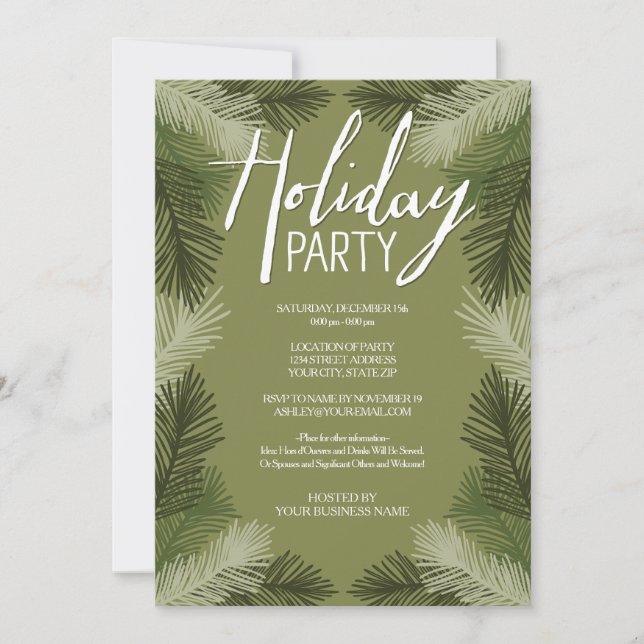 Business Christmas Party Rustic Pine Tree Branches Invitation (Front)