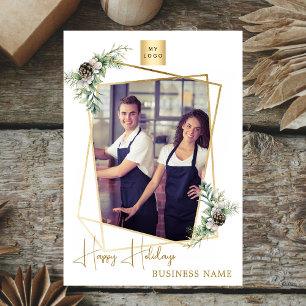 Business Christmas photo geometric gold modern Holiday Card