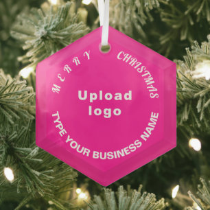 Business Christmas Pink Glass Hexagon Ornament